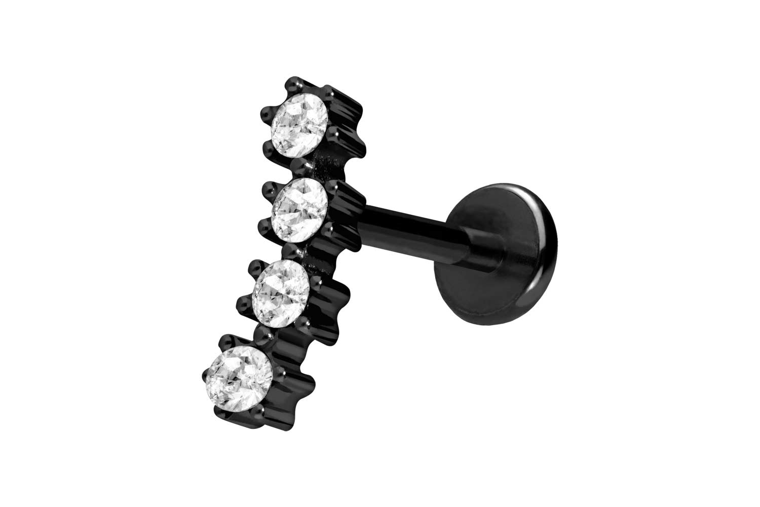 Titan Labret Piercing mit Push Fit 4 EINGEFASSTE KRISTALLE